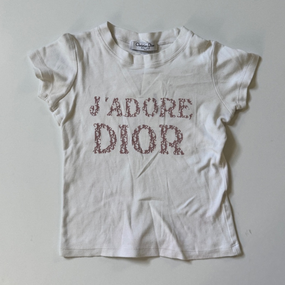 Christian Dior White Graphic Baby Tee
